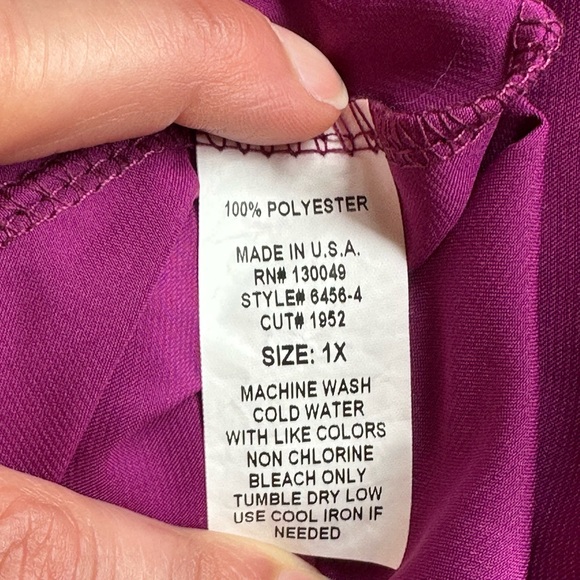 R. Marks New York Pink/Purple Delicate Satin Sleeveless Blouse Bow/Cut Out Sz.1X - Picture 11 of 13